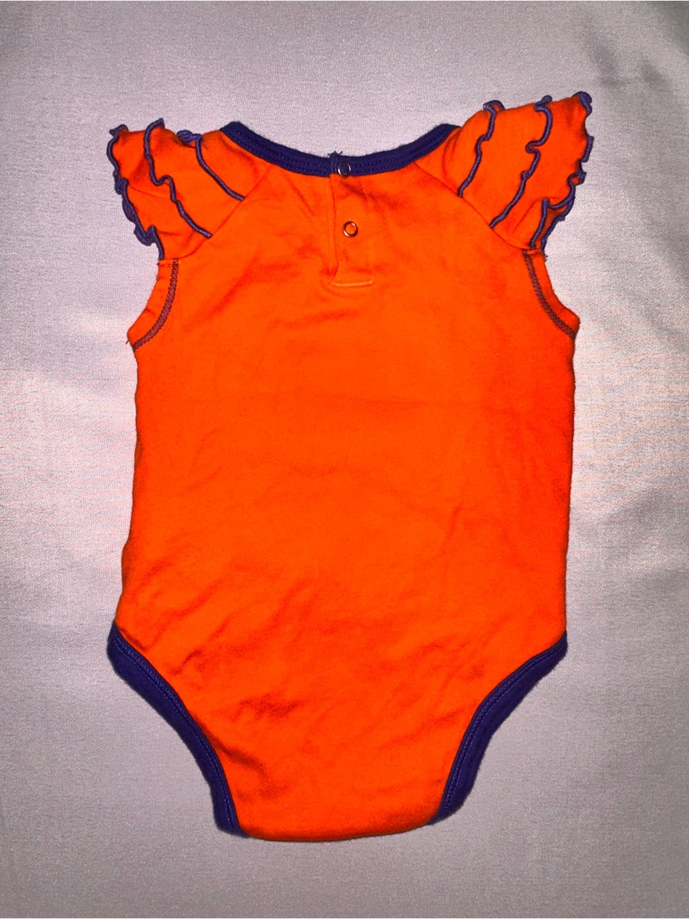 Baby Girl’s Orange and Navy Gators One-Piece Onesie Bodysuit with Heart Graphic - Picture 2 of 3